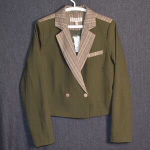 NEW Dolan Anthropologie Women's Small Cropped Blazer Plaid and Green Jacket NWT